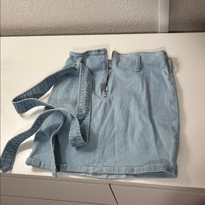 Light Blue Denim Skirt With Tie 70’s Look